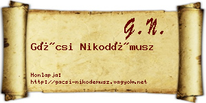 Gácsi Nikodémusz névjegykártya